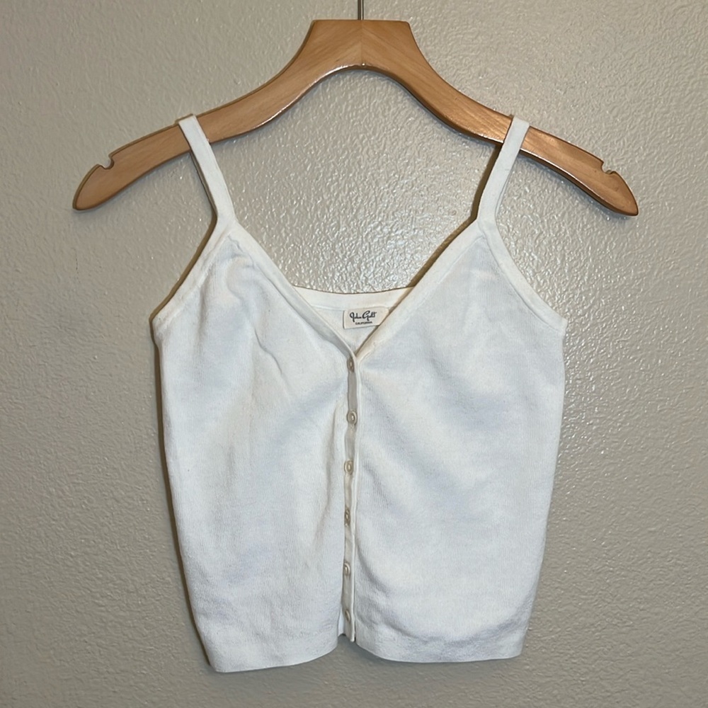 John Galt Brandy Melville White Button Cotton Sweater Tank Top